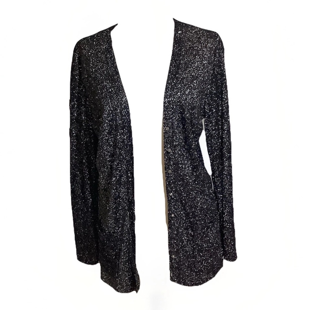 VTG 70’s BLACK~SILVER LUREX SPARKLING METALLIC JACKET DISCO PARTY